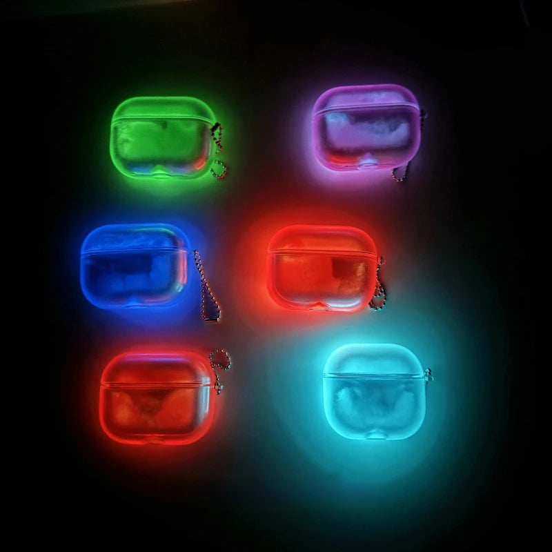 Luminous Shiny Quicksand Earphone Case Cover For AirPods Pro 4 3 2 1 Luxury Headphone Moving Sand Funda Protective Hard Bag