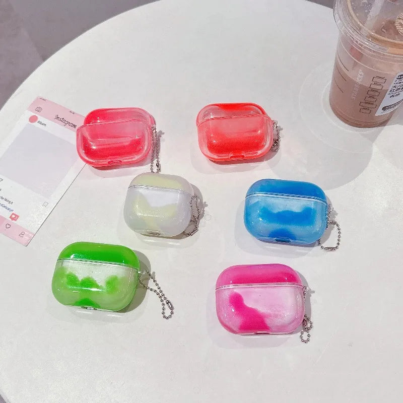 Luminous Shiny Quicksand Earphone Case Cover For AirPods Pro 4 3 2 1 Luxury Headphone Moving Sand Funda Protective Hard Bag