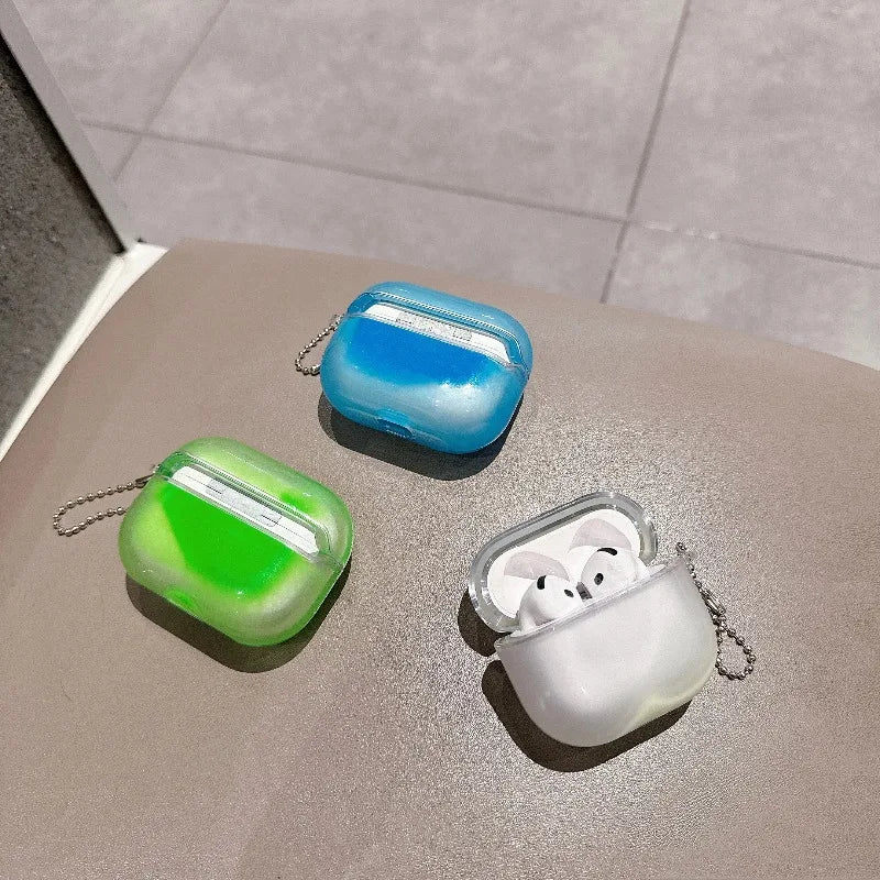 Luminous Shiny Quicksand Earphone Case Cover For AirPods Pro 4 3 2 1 Luxury Headphone Moving Sand Funda Protective Hard Bag