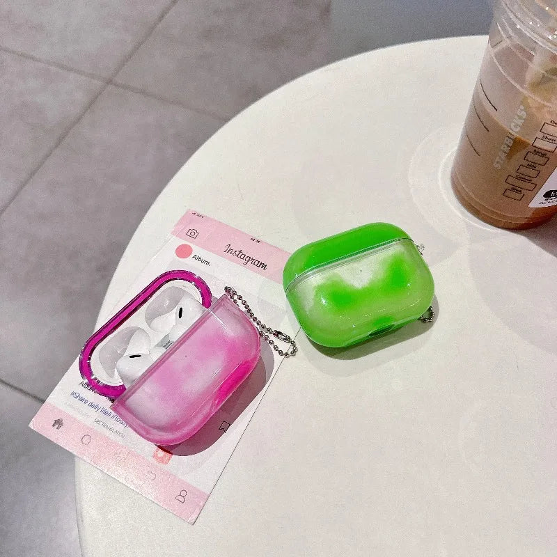Luminous Shiny Quicksand Earphone Case Cover For AirPods Pro 4 3 2 1 Luxury Headphone Moving Sand Funda Protective Hard Bag