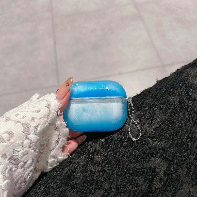 Luminous Shiny Quicksand Earphone Case Cover For AirPods Pro 4 3 2 1 Luxury Headphone Moving Sand Funda Protective Hard Bag